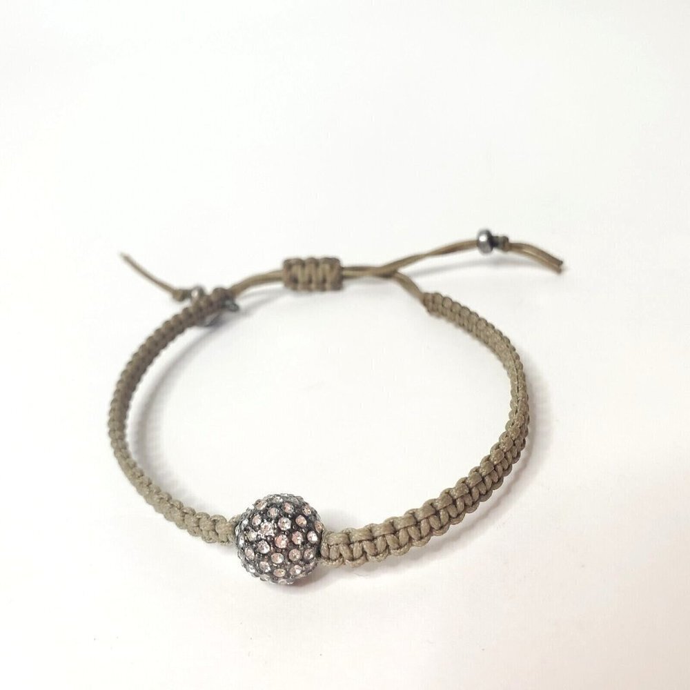 Stella & Dot Women's Braided Twine Bracelet Rhinestone Ball Charm